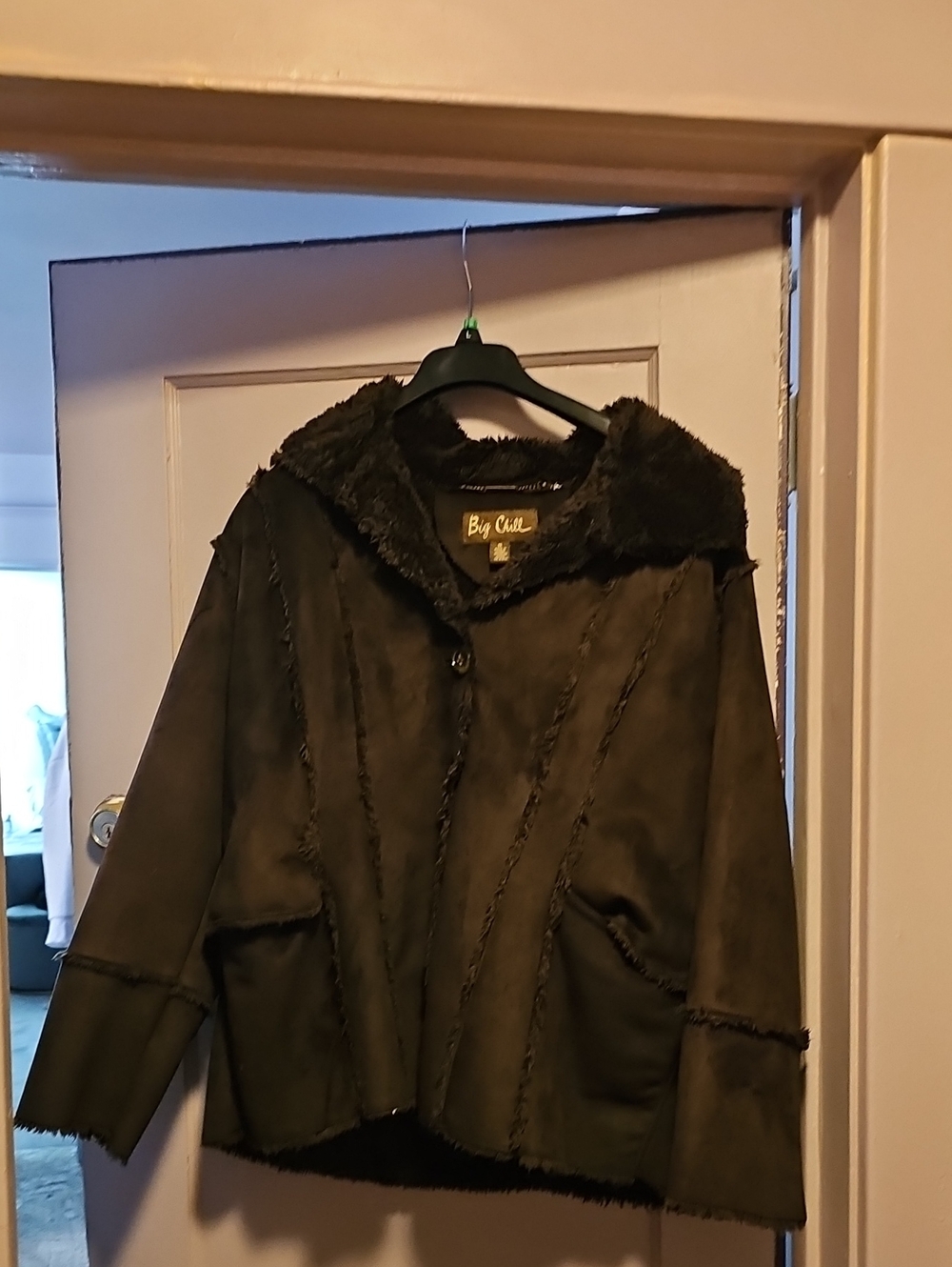 Big Chill Women's Olive Green Teddy Hooded Jacket